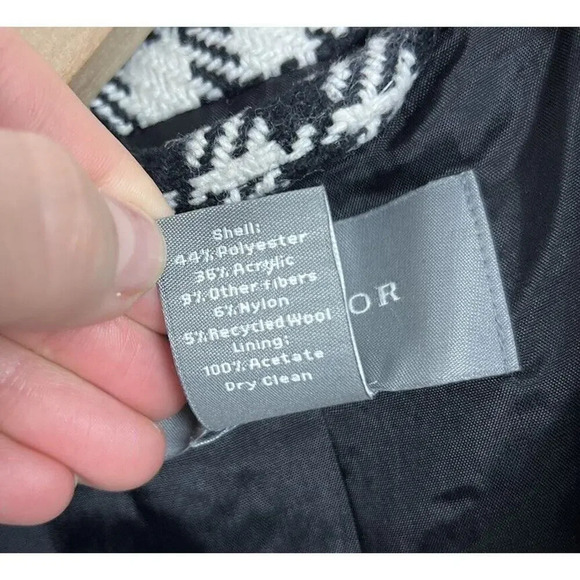 Anne Taylor Plaid Peacoat Size 6 Black & White Recycled Wool Blend Women’s - Picture 5 of 11